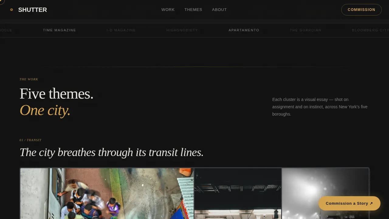 Shutter - Cinematic Documentary Photography Landing Page Template