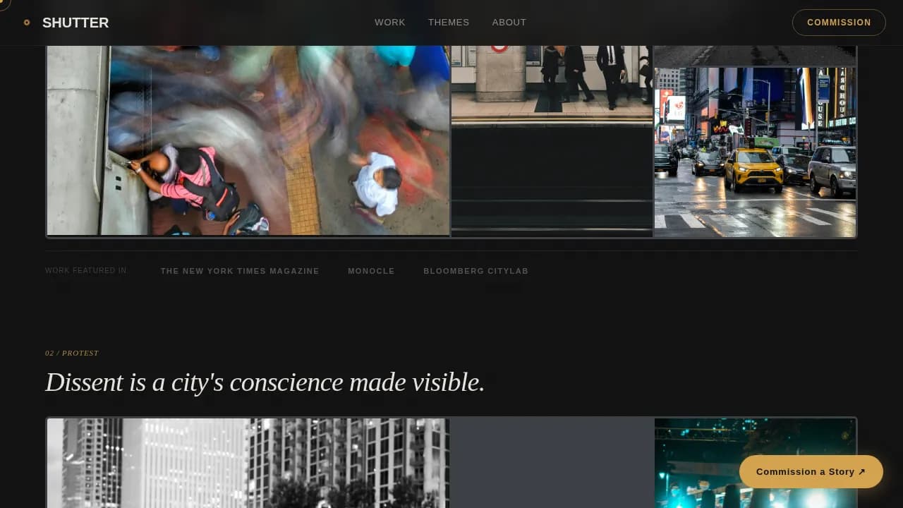 Shutter - Cinematic Documentary Photography Landing Page Template