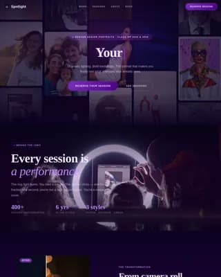 Showcase — Immersive Senior Photography Landing Page Template