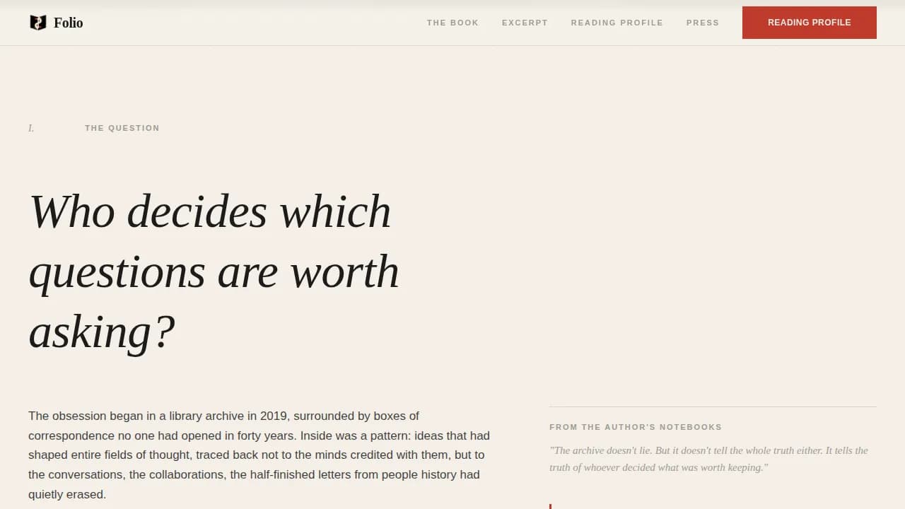 Author — Editorial Non-Fiction Writer Landing Page Template