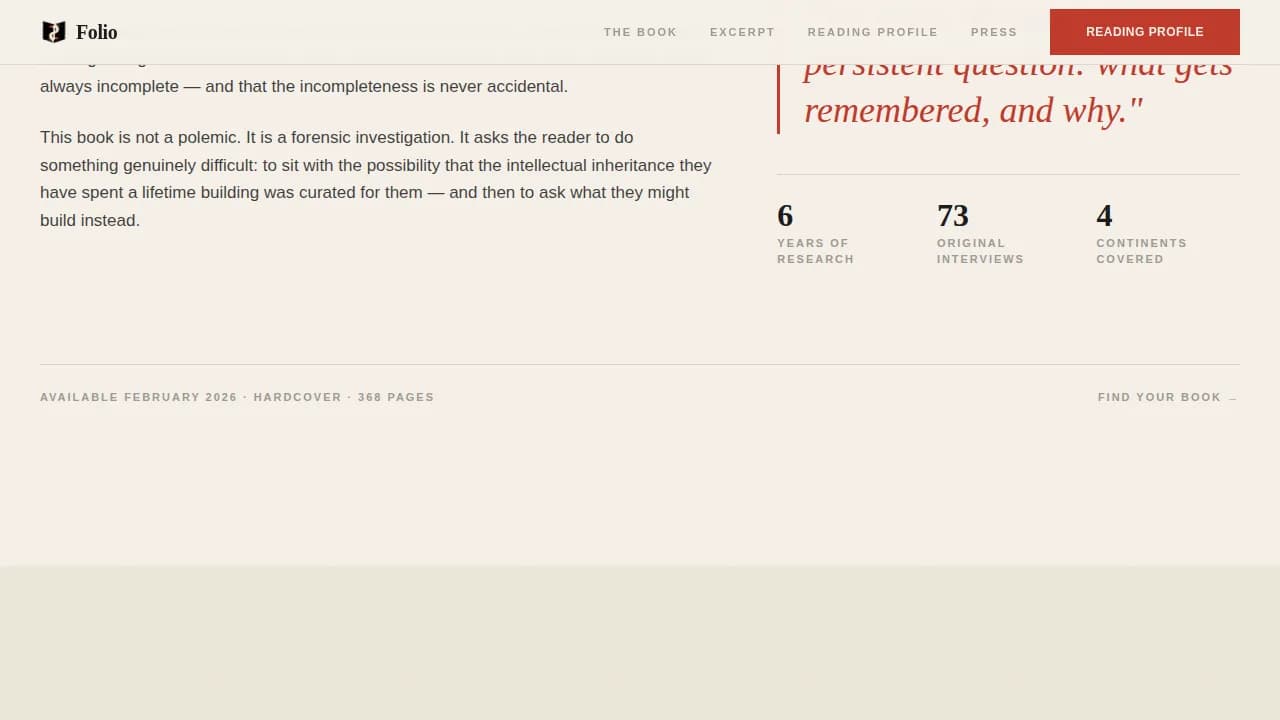 Author — Editorial Non-Fiction Writer Landing Page Template