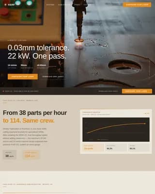 Cut — Precision Laser Fabrication Landing Page Template