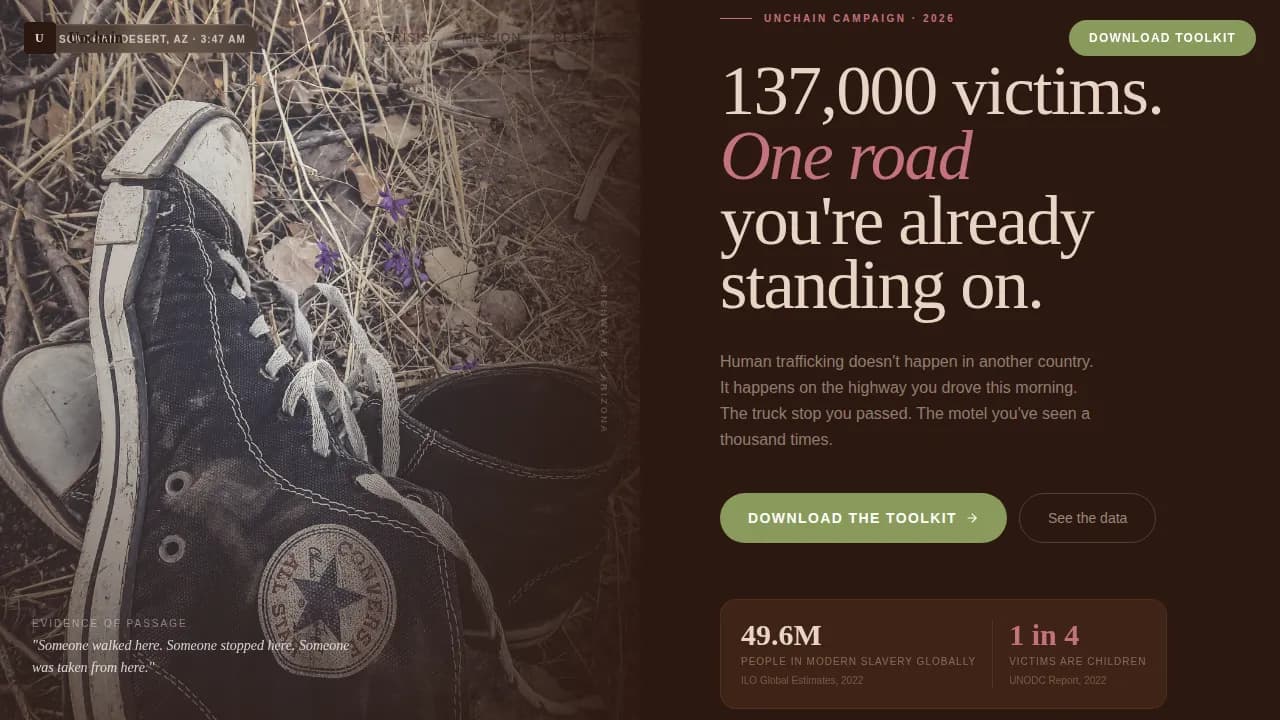 Freedom — Advocacy Human Trafficking Landing Page Template