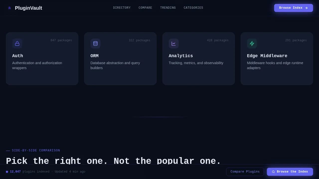 Nexus — Verified Next.js Plugin Library Landing Page Template