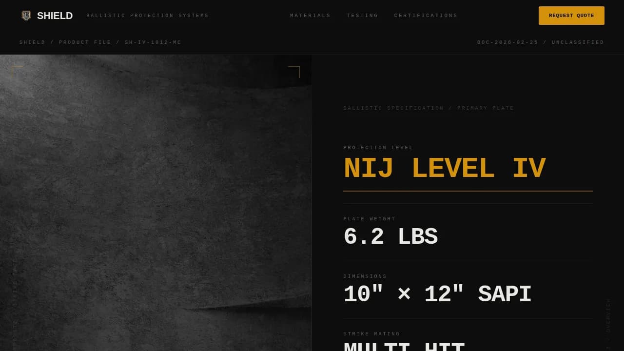 Defend — Premium Body Armor Landing Page Template