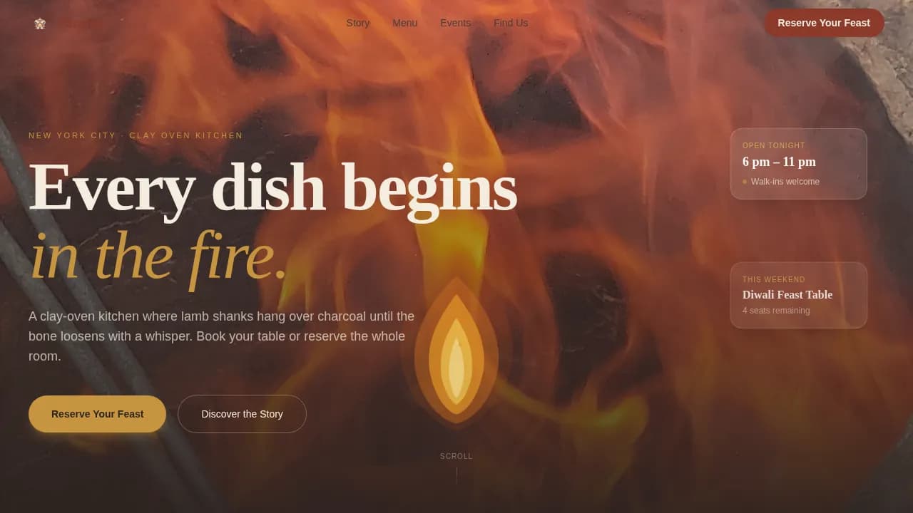 Ember — Authentic Indian Event Catering Landing Page Template