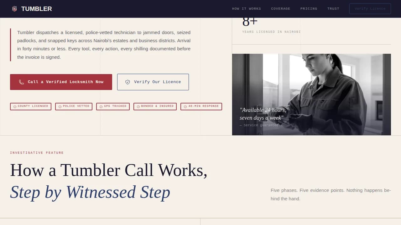 Tumbler - Verified Mobile Locksmith Landing Page Template
