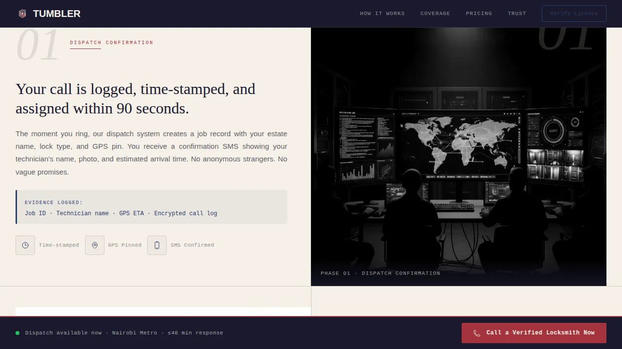 Tumbler - Verified Mobile Locksmith Landing Page Template