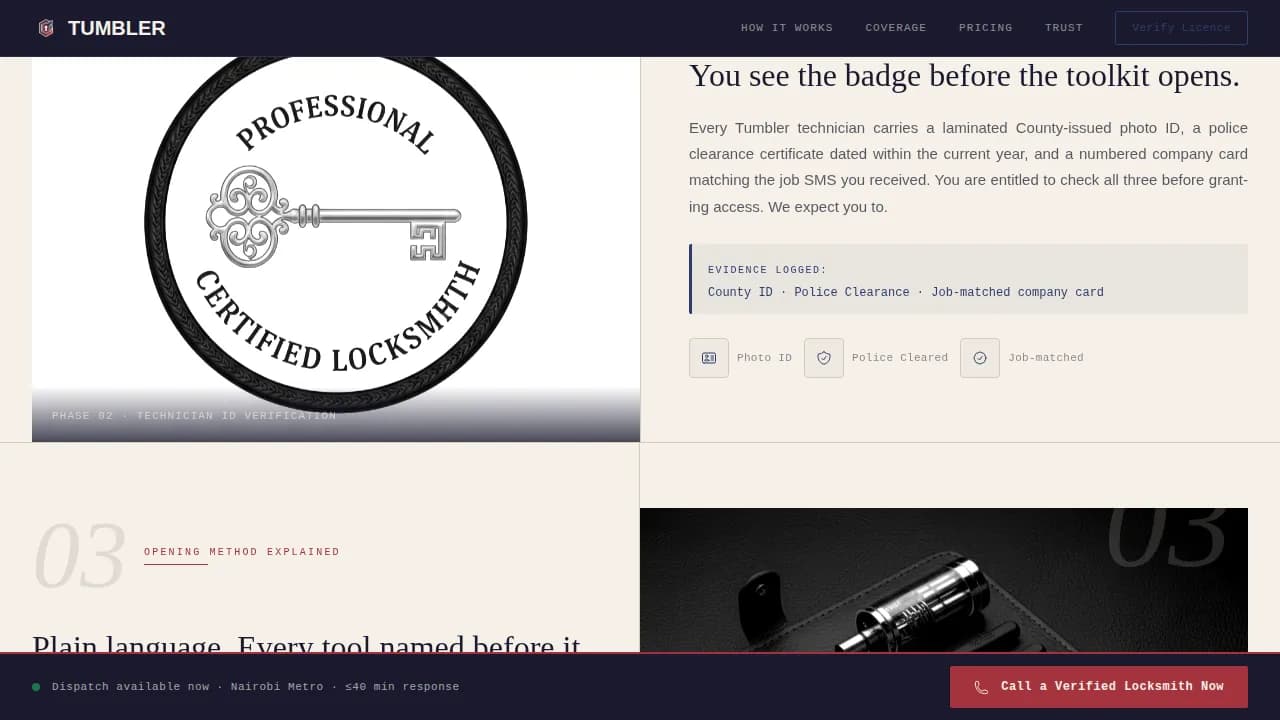 Tumbler - Verified Mobile Locksmith Landing Page Template