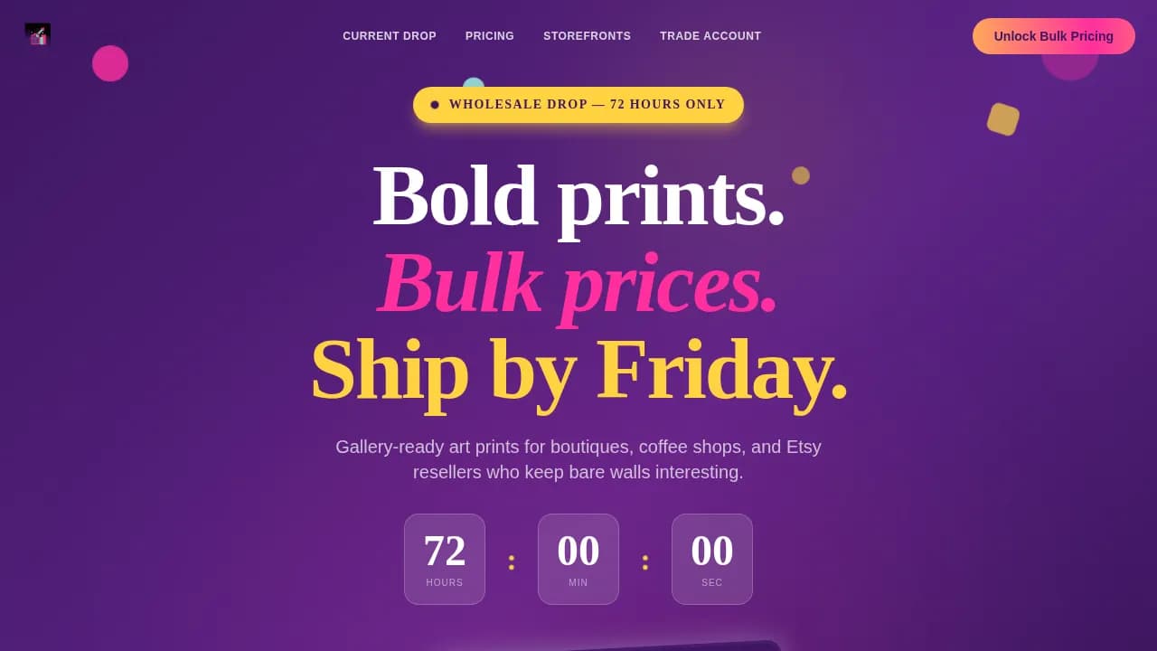 Gallery — Premium Art Prints Wholesale Landing Page Template