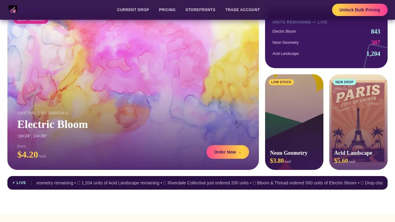 Gallery — Premium Art Prints Wholesale Landing Page Template