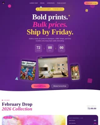 Gallery — Premium Art Prints Wholesale Landing Page Template