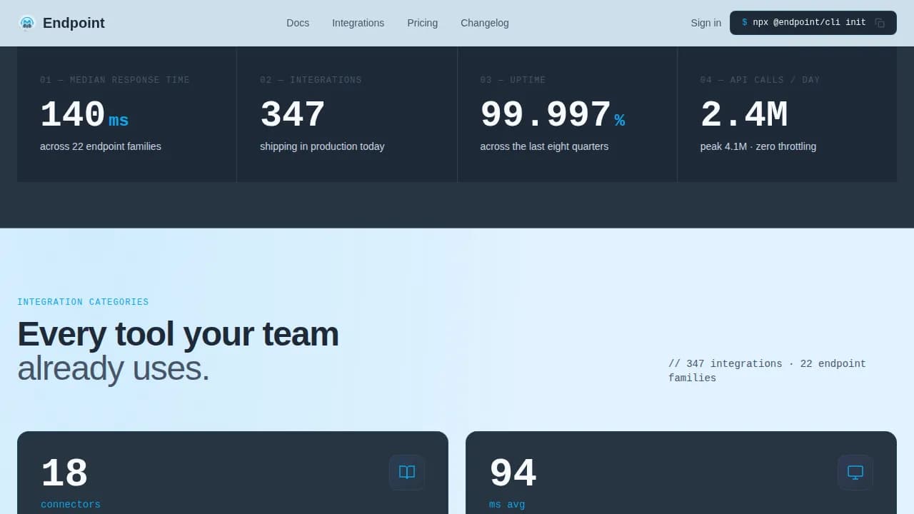 Endpoint - API-First PLM Platform Landing Page Template