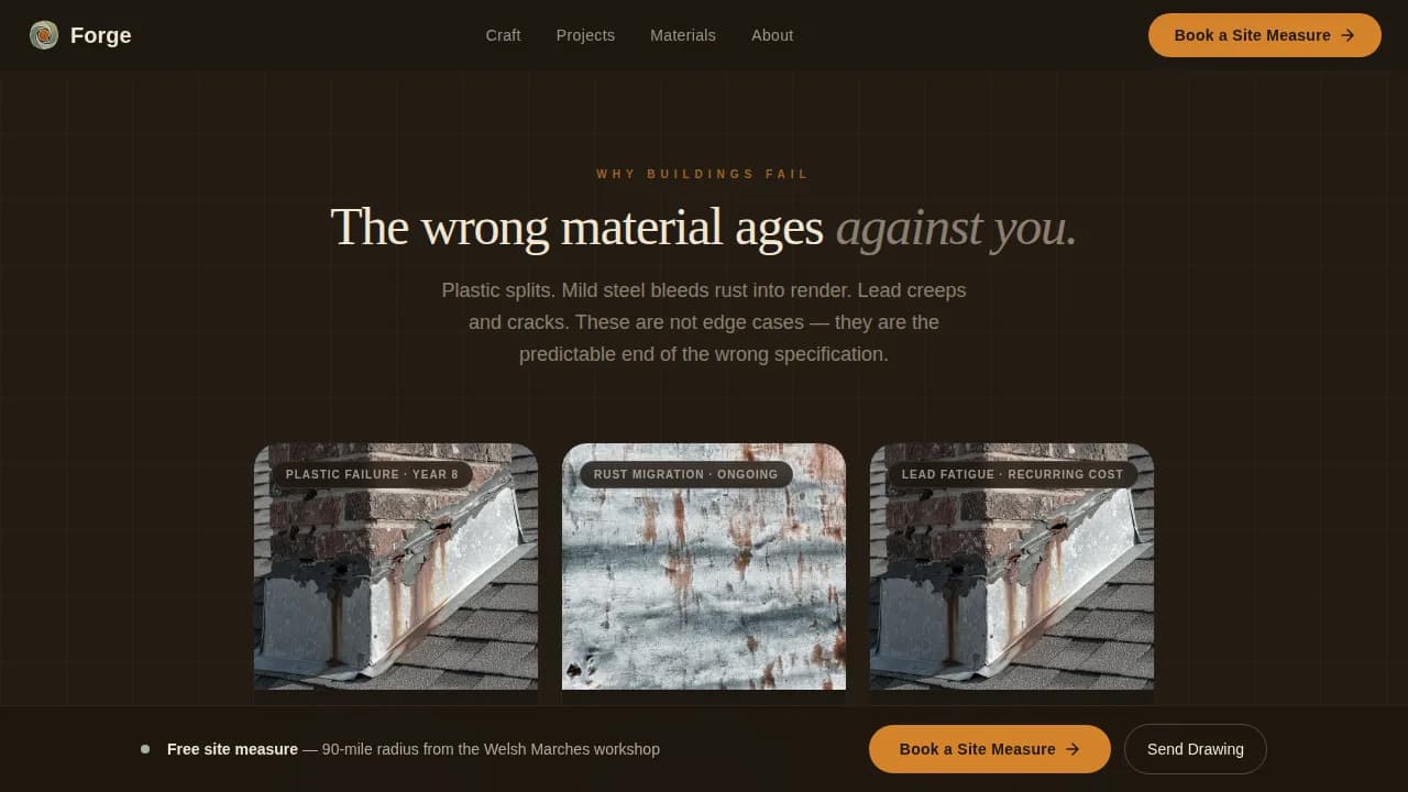 Forge - Handcrafted Zinc Fabrication Landing Page Template