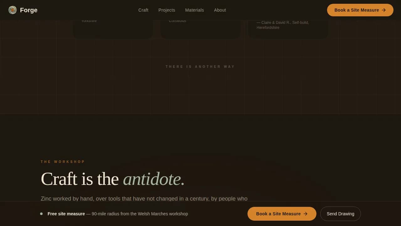 Forge - Handcrafted Zinc Fabrication Landing Page Template