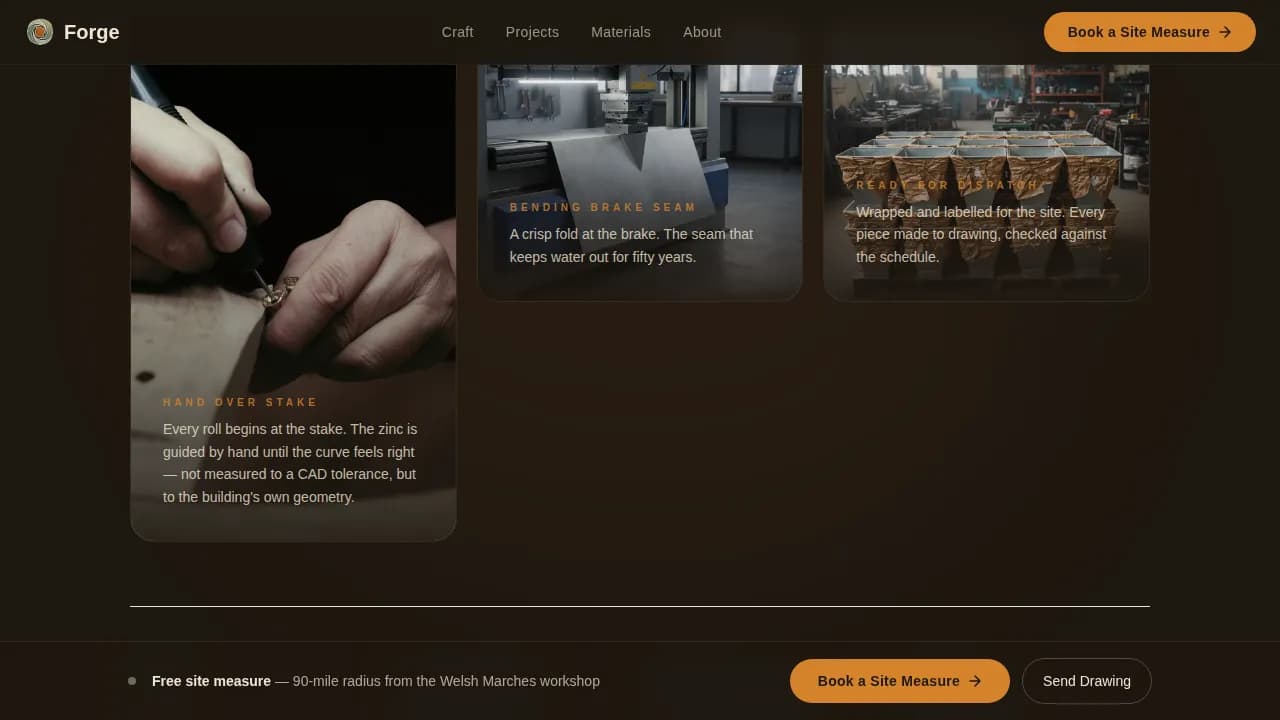 Forge - Handcrafted Zinc Fabrication Landing Page Template