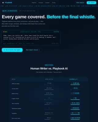 Playbook - AI-Powered Sports Content Engine Landing Page Template