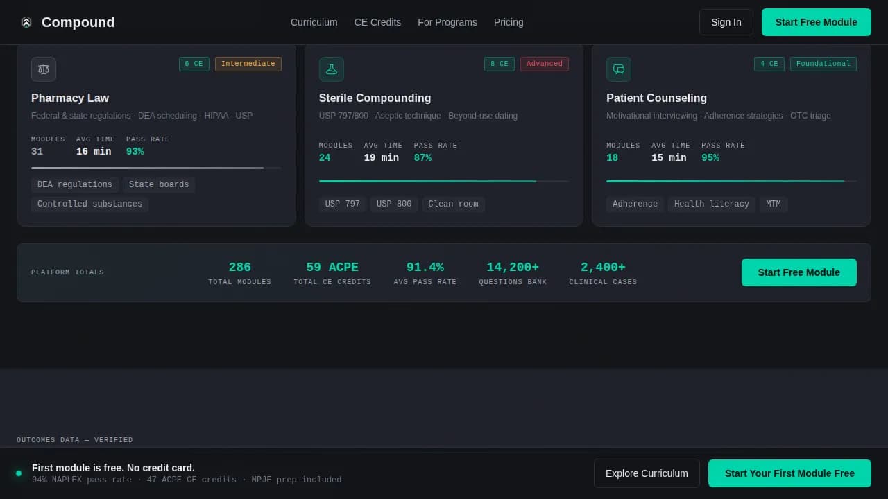 Compound - Pharmacy Licensure Training Landing Page Template