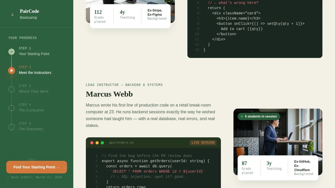 Codepair — Immersive Bootcamp Landing Page Template