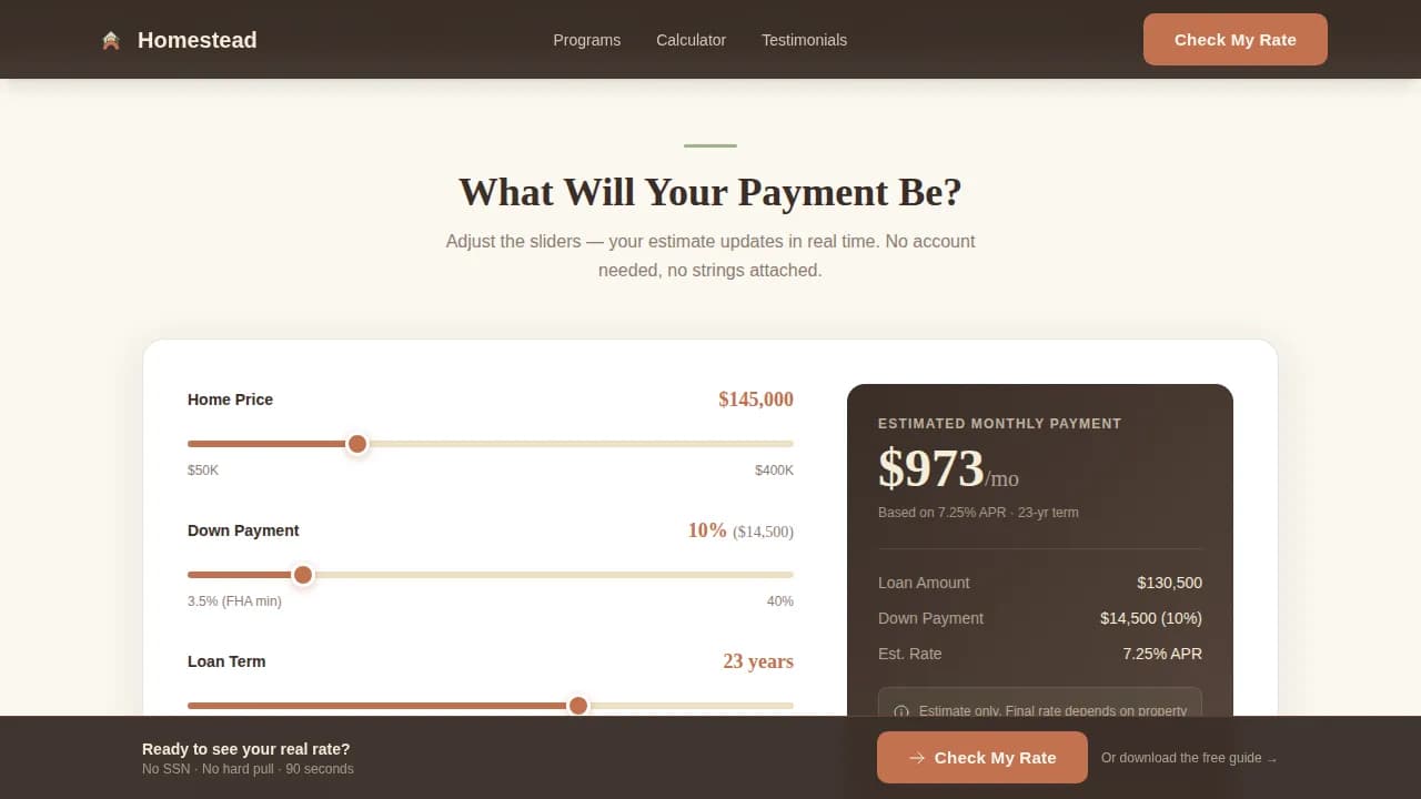 Shelter — Reliable Mobile Home Financing Landing Page Template