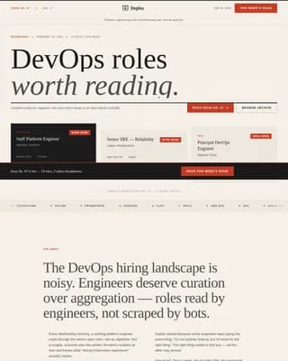 Deploy - Editorial DevOps Jobs Newsletter Landing Page Template