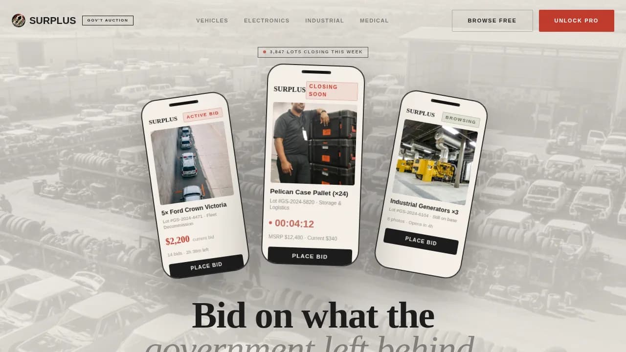 Liquidate — Smart Government Auction Landing Page Template