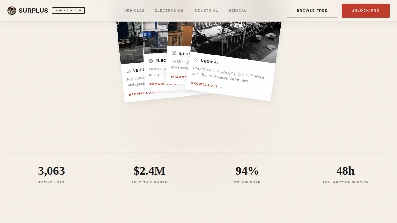 Liquidate — Smart Government Auction Landing Page Template