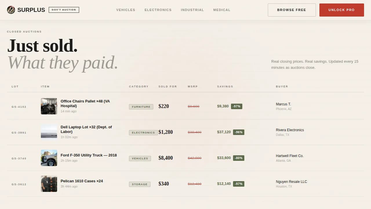 Liquidate — Smart Government Auction Landing Page Template