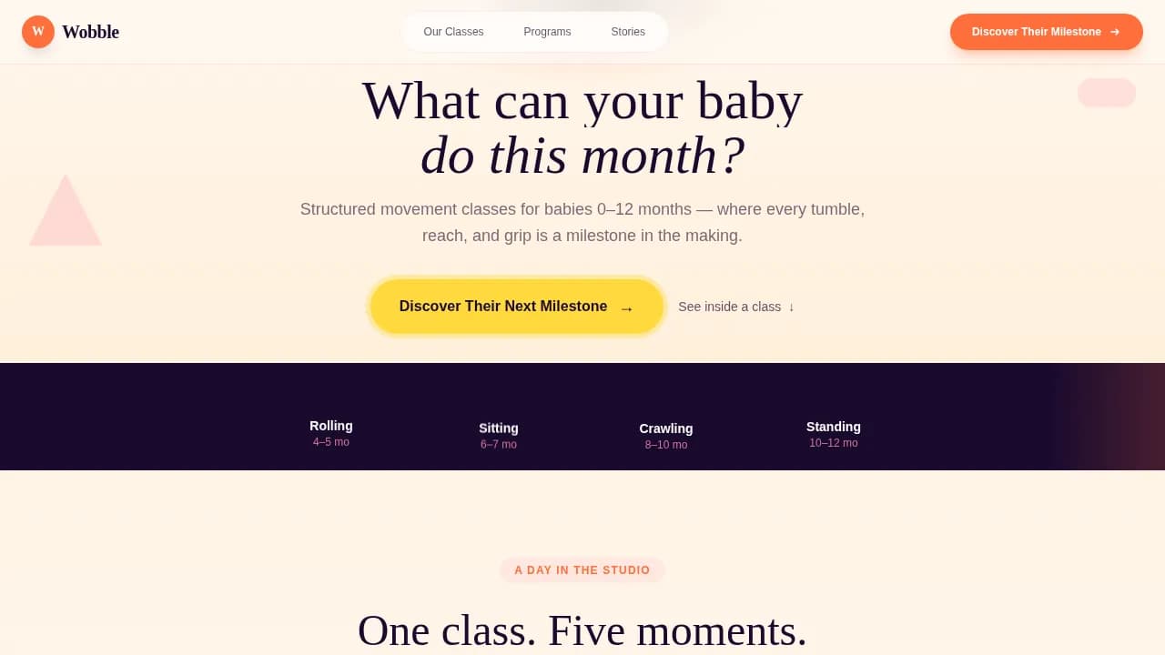 Discover — Interactive Infant Development Landing Page Template