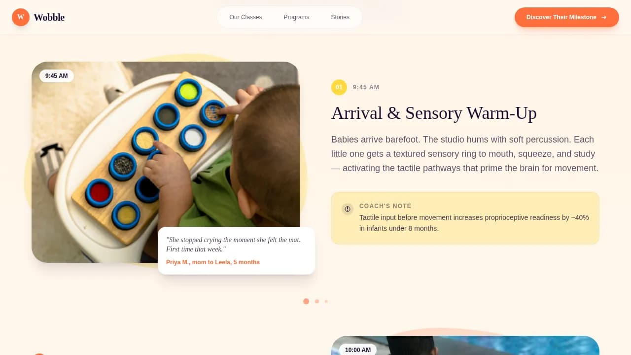 Discover — Interactive Infant Development Landing Page Template