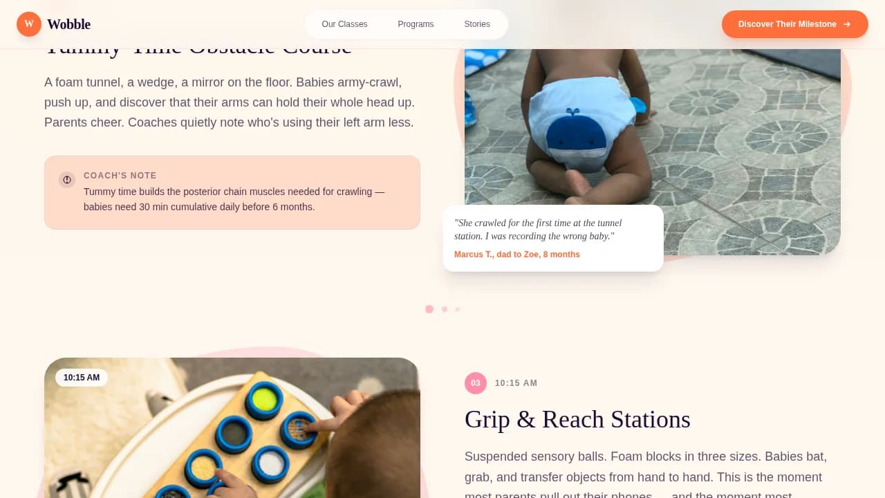 Discover — Interactive Infant Development Landing Page Template