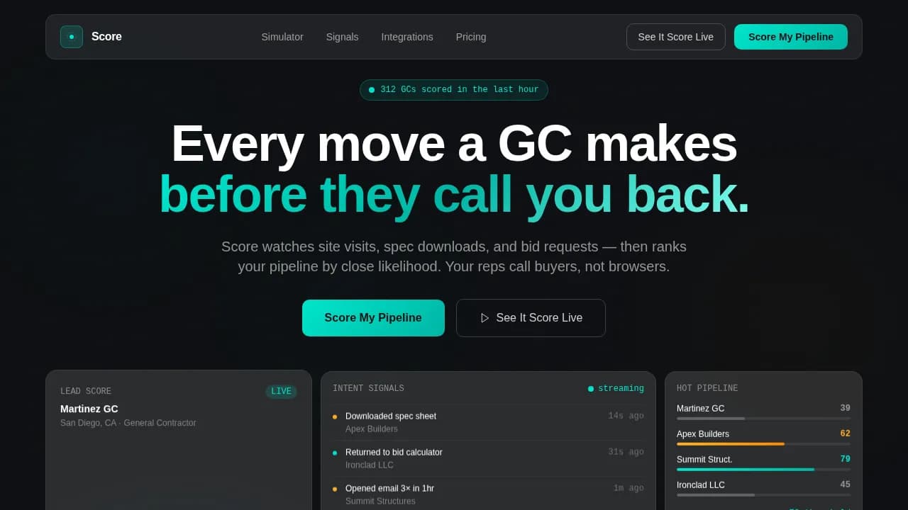 Benchmark — AI-Powered Construction Scoring Landing Page Template