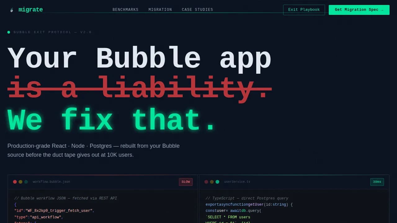 Transfer — Seamless Bubble Platform Landing Page Template