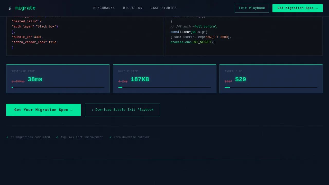 Transfer — Seamless Bubble Platform Landing Page Template