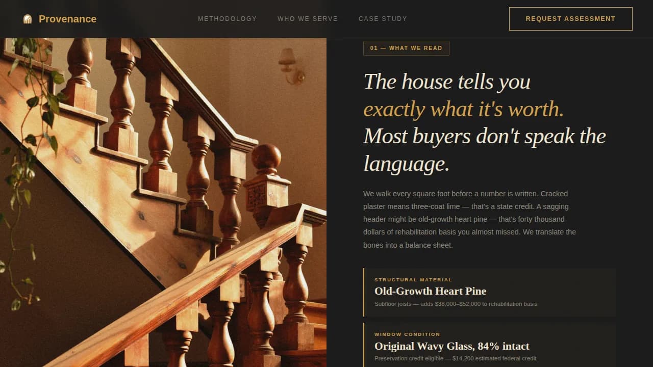 Appraise — Heritage Home Investment Landing Page Template