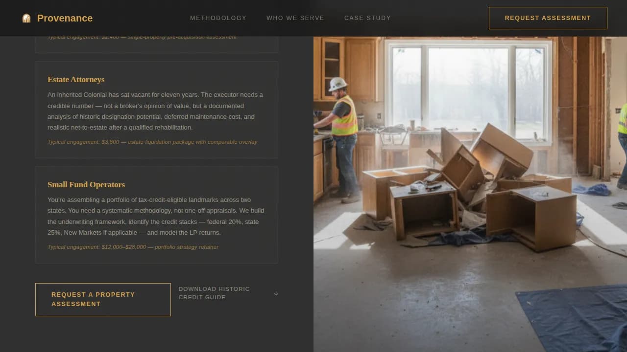 Appraise — Heritage Home Investment Landing Page Template