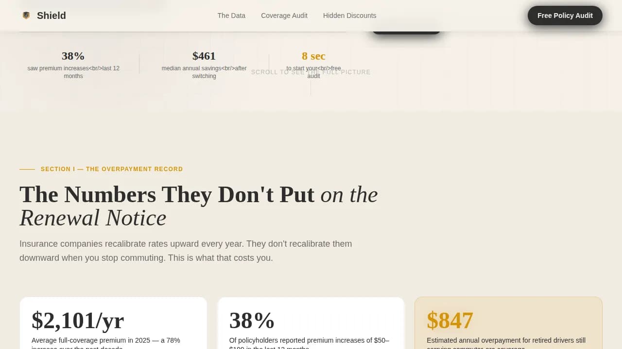 Compare — Senior Auto Insurance Options Landing Page Template