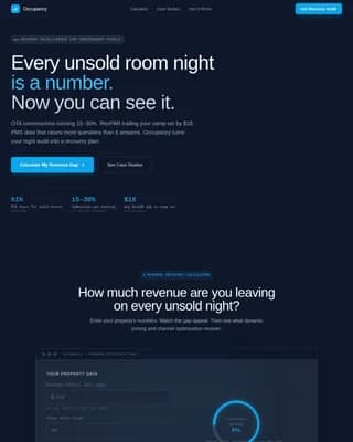 Hotel Revenue Recovery Dashboard Website Template