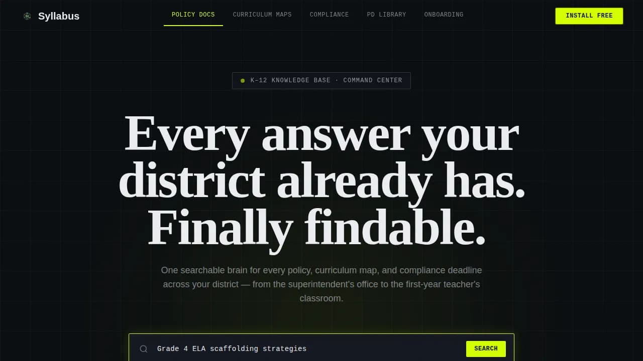 Teach — Command K-12 Learning Hub Landing Page Template