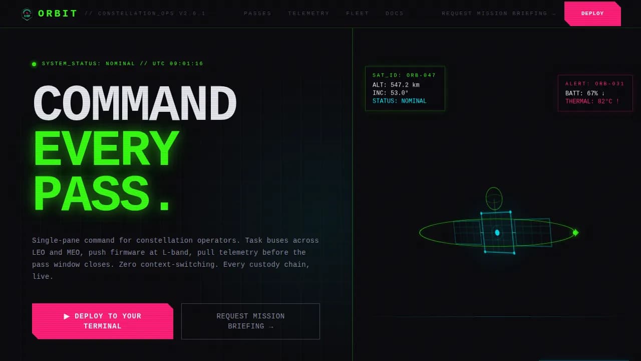Track — Intelligent Satellite Operations Landing Page Template