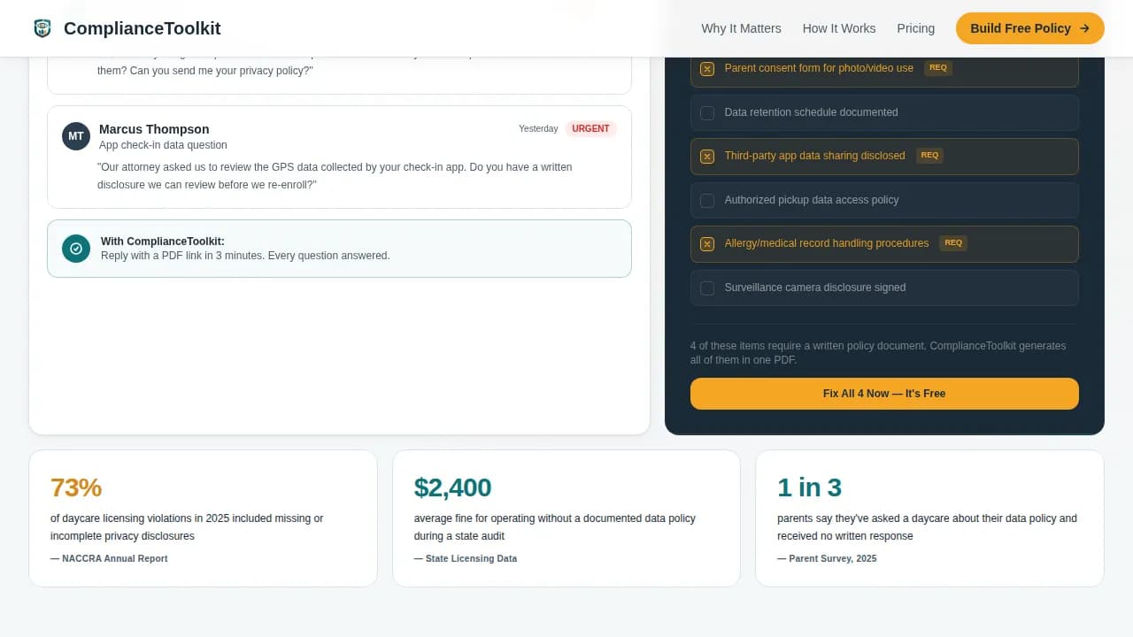 Safeguard — Regulatory Childcare Documentation Landing Page Template