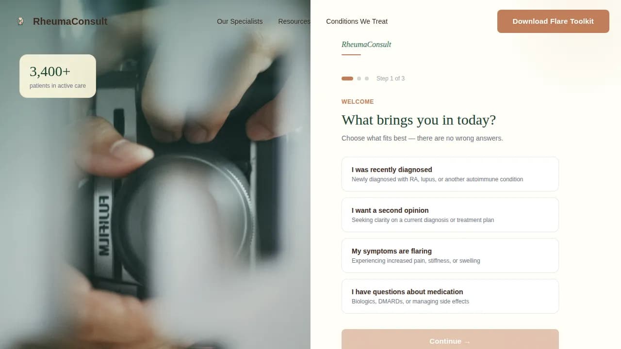 Vitals — Expert Rheumatology Portal Landing Page Template