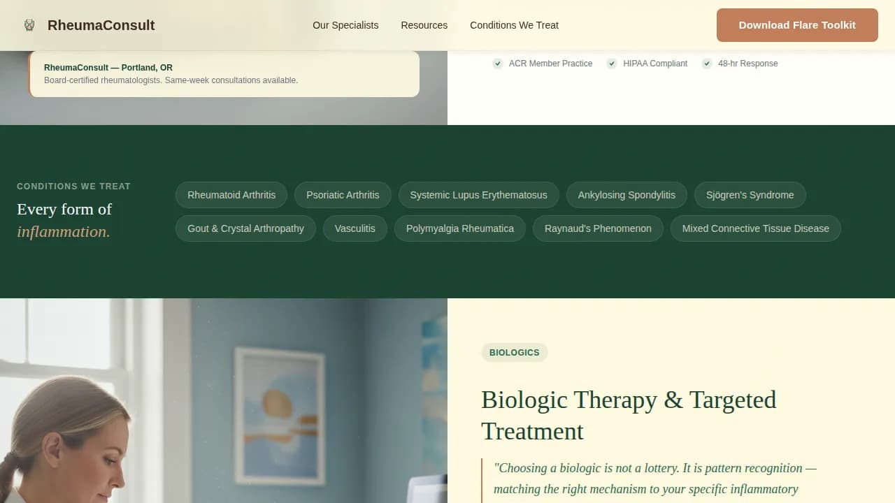 Vitals — Expert Rheumatology Portal Landing Page Template