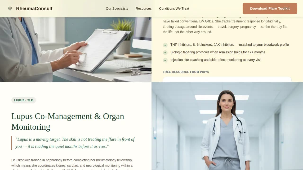 Vitals — Expert Rheumatology Portal Landing Page Template