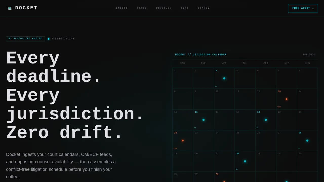 Calendar — Intelligent Court Management Landing Page Template