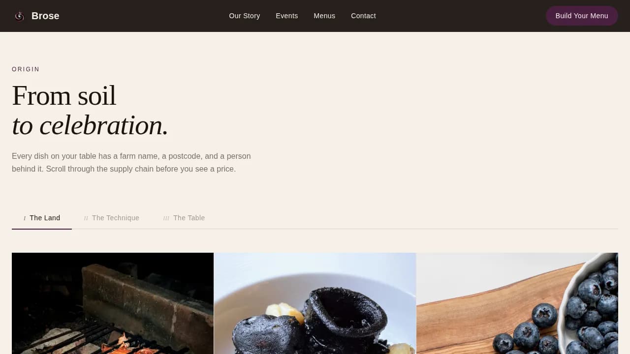 Brose — Artisan Scottish Catering Landing Page Template