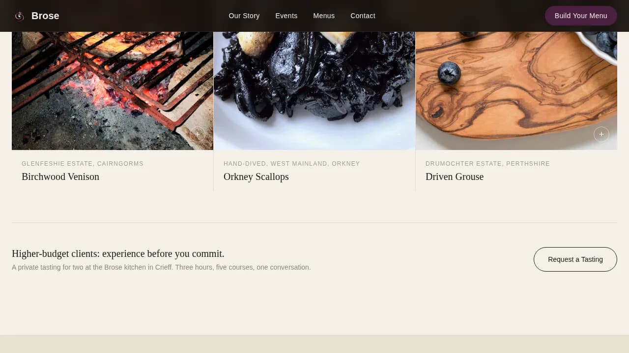 Brose — Artisan Scottish Catering Landing Page Template