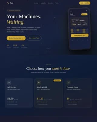 Fold - Premium Laundromat Booking Landing Page Template