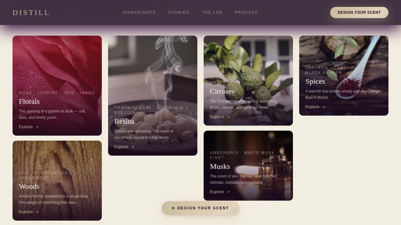 Crafted — Artisanal Fragrance Studio Landing Page Template