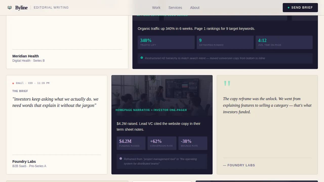 Byline — Expert Content Writer Landing Page Template